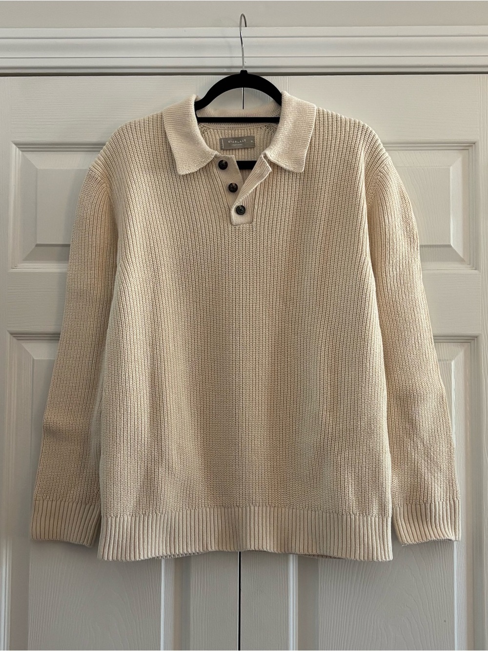 Everlane Cream Knit Polo Sweater Long Sleeves